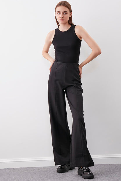 HIGH WAIST ZIP STITCH DETAILED TROUSERS