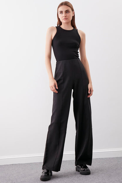 HIGH WAIST ZIP STITCH DETAILED TROUSERS