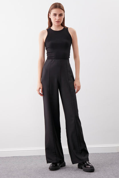 HIGH WAIST ZIP STITCH DETAILED TROUSERS