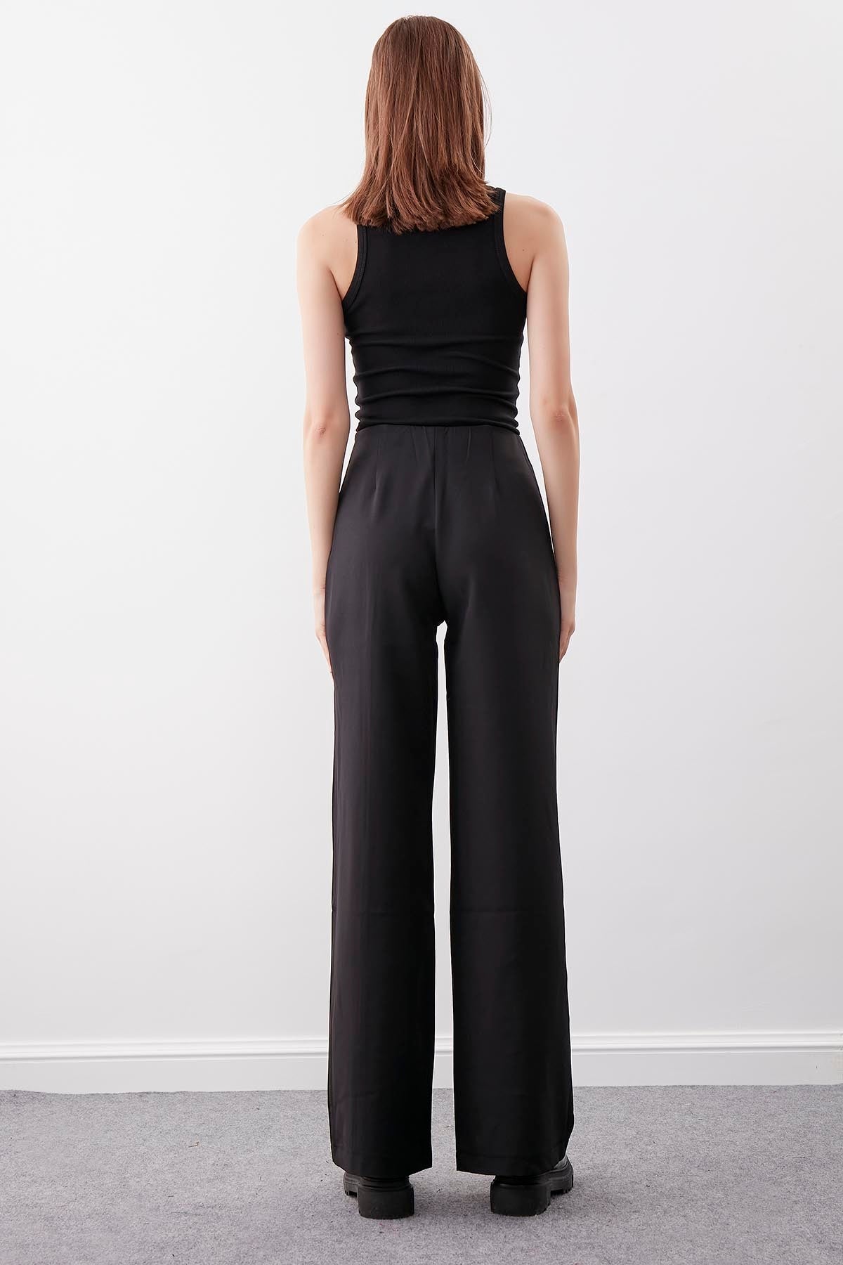 HIGH WAIST ZIP STITCH DETAILED TROUSERS