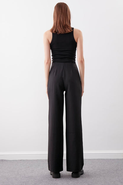 HIGH WAIST ZIP STITCH DETAILED TROUSERS