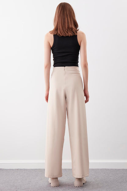 HIGH WAIST ZIP STITCH DETAILED TROUSERS