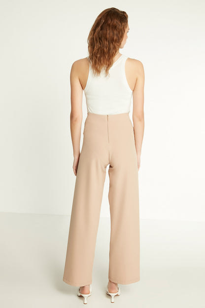 HIGH WAIST ZIP STITCH DETAILED TROUSERS