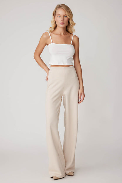 HIGH WAIST WIDE LEG ZIPPERED TROUSERS