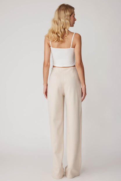 HIGH WAIST WIDE LEG ZIPPERED TROUSERS