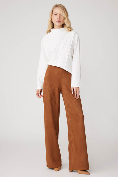 HIGH WAIST WIDE LEG ZIPPERED TROUSERS