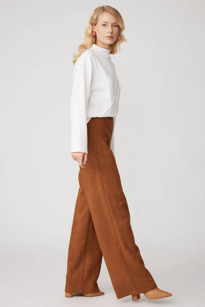 HIGH WAIST WIDE LEG ZIPPERED TROUSERS