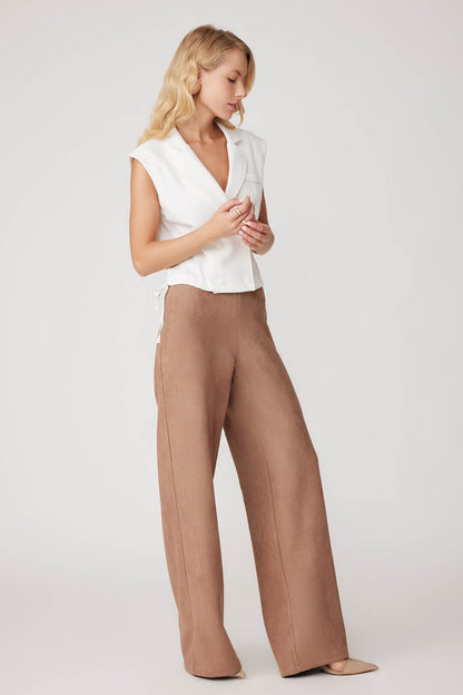 HIGH WAIST WIDE LEG ZIPPERED TROUSERS