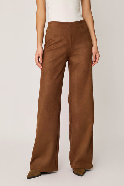 HIGH WAIST WIDE LEG ZIPPERED TROUSERS