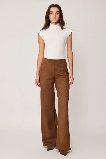 HIGH WAIST WIDE LEG ZIPPERED TROUSERS