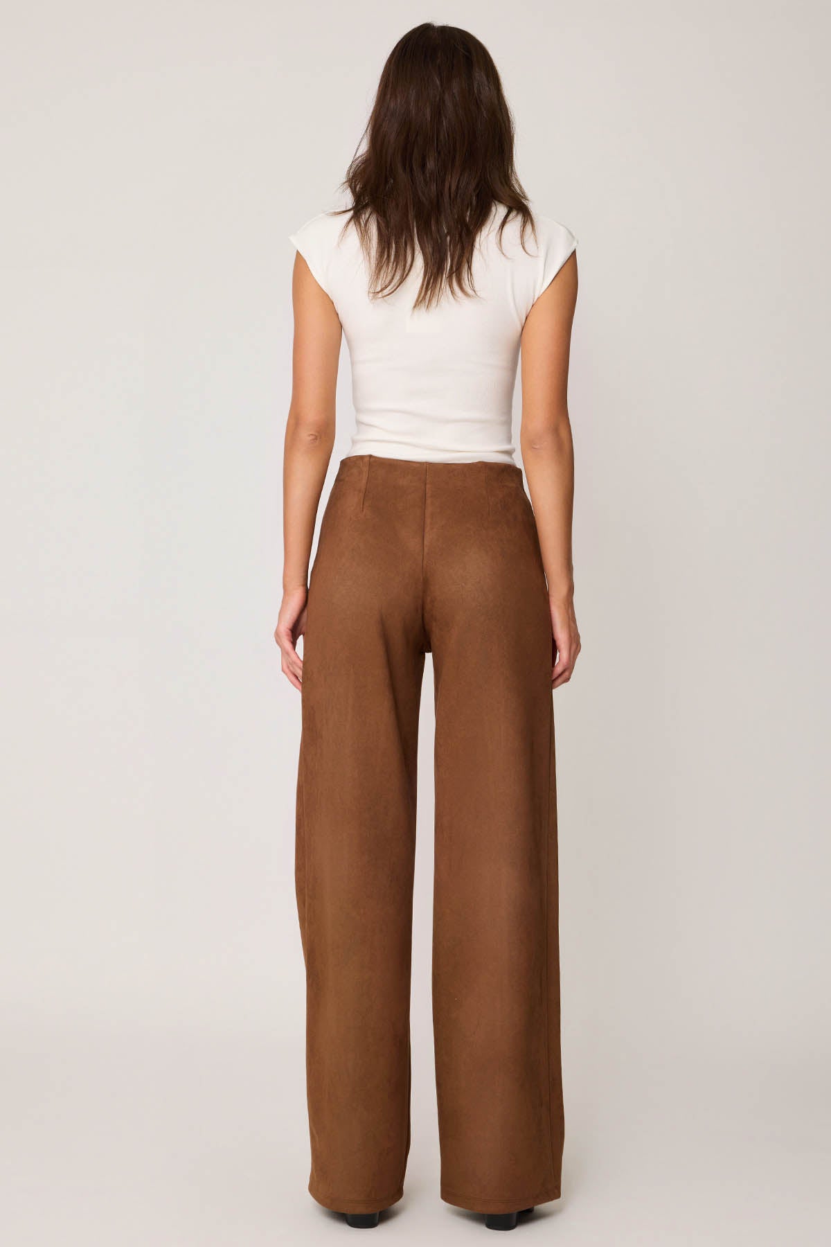 HIGH WAIST WIDE LEG ZIPPERED TROUSERS