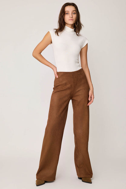HIGH WAIST WIDE LEG ZIPPERED TROUSERS