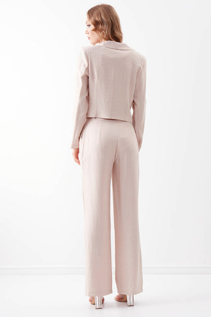 HIGH-WAIST GOLD BUTTON WIDE-ASPECT TROUSERS