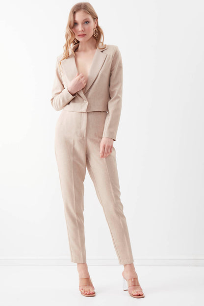 HIGH WAIST CROP CLIP TROUSERS