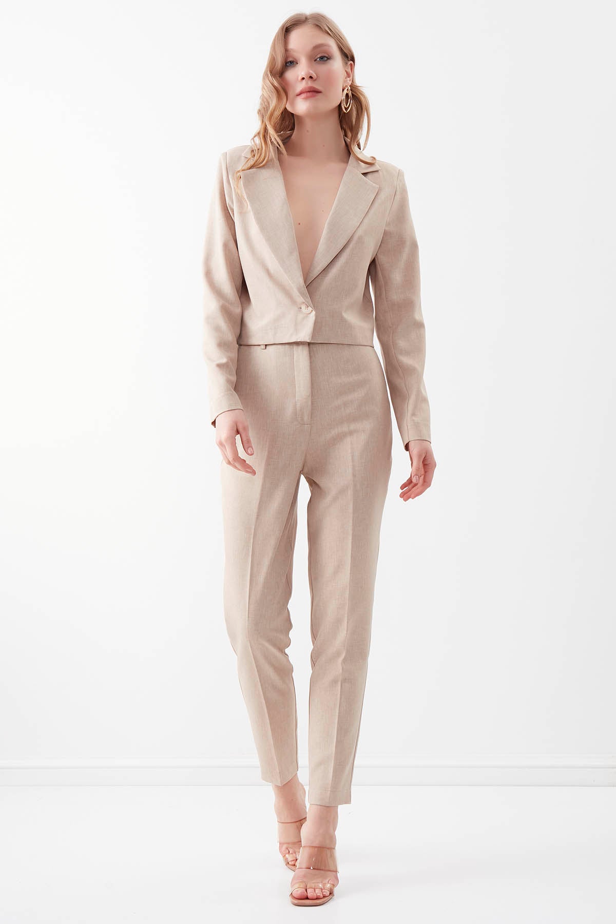 HIGH WAIST CROP CLIP TROUSERS