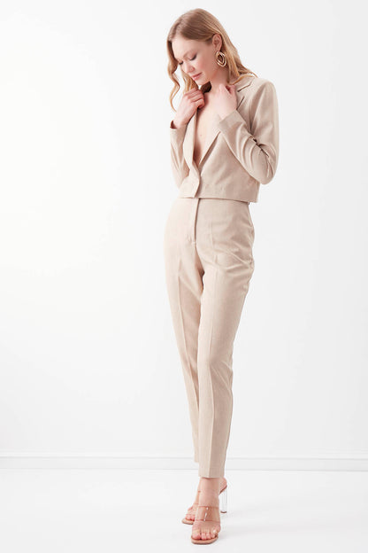 HIGH WAIST CROP CLIP TROUSERS