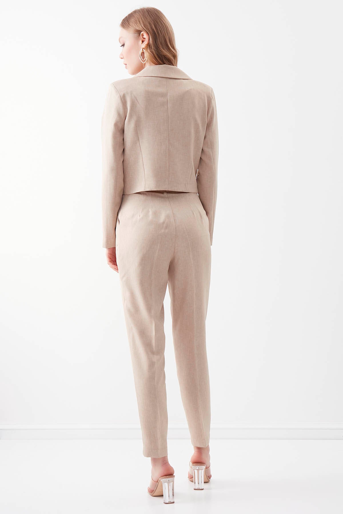 HIGH WAIST CROP CLIP TROUSERS