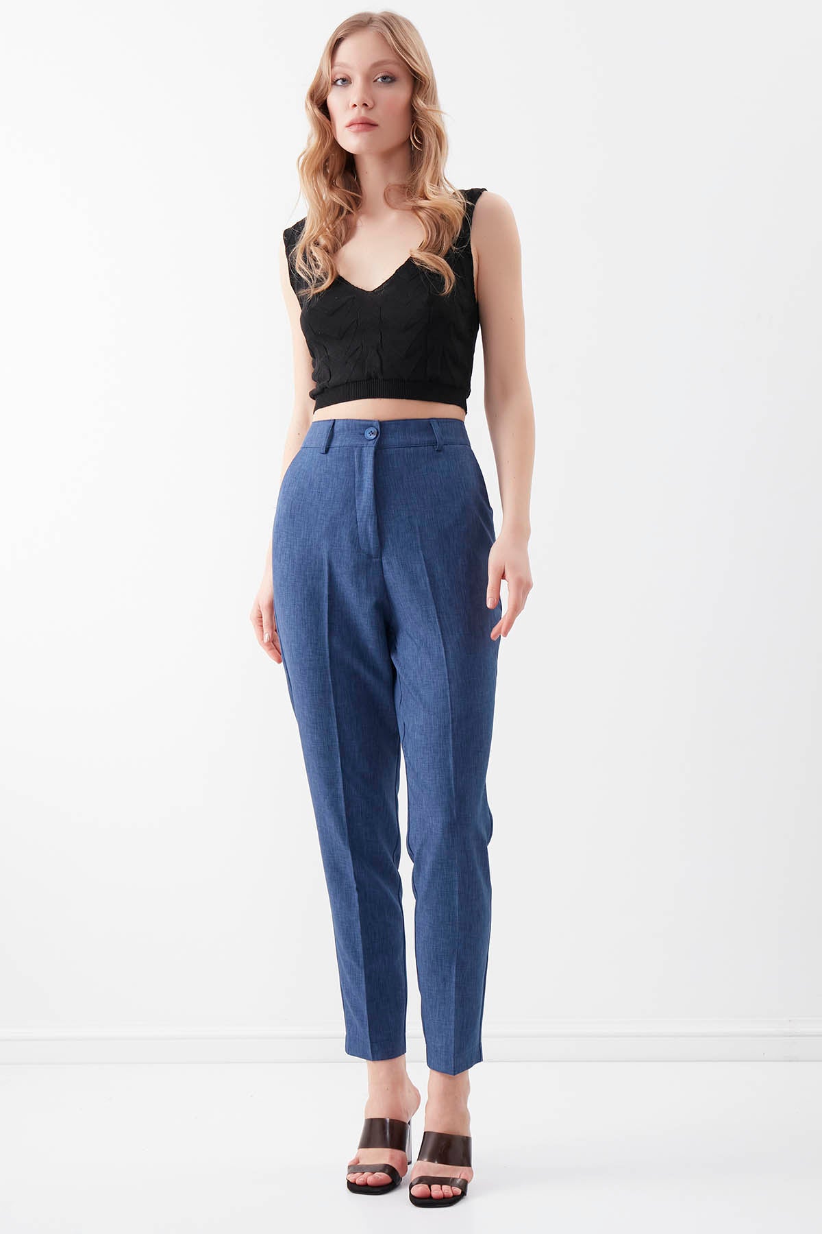 HIGH WAIST CROP CLIP TROUSERS
