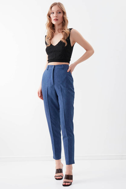 HIGH WAIST CROP CLIP TROUSERS
