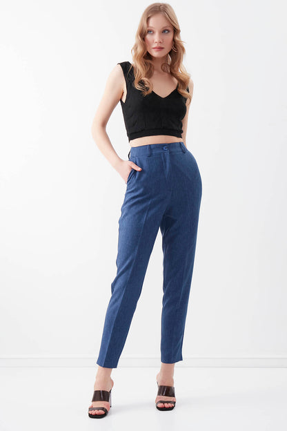 HIGH WAIST CROP CLIP TROUSERS