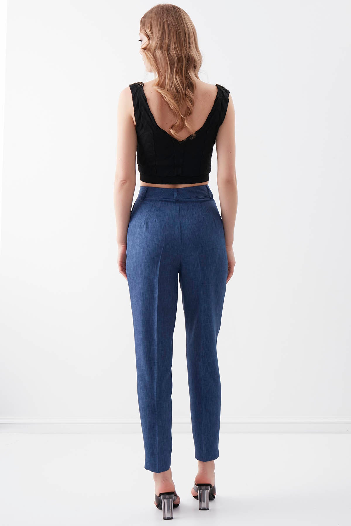 HIGH WAIST CROP CLIP TROUSERS