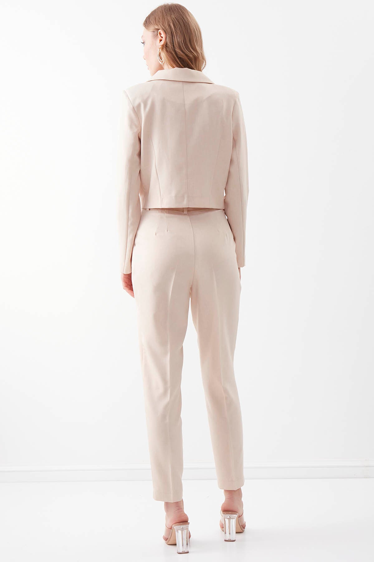 HIGH WAIST CROP CLIP TROUSERS