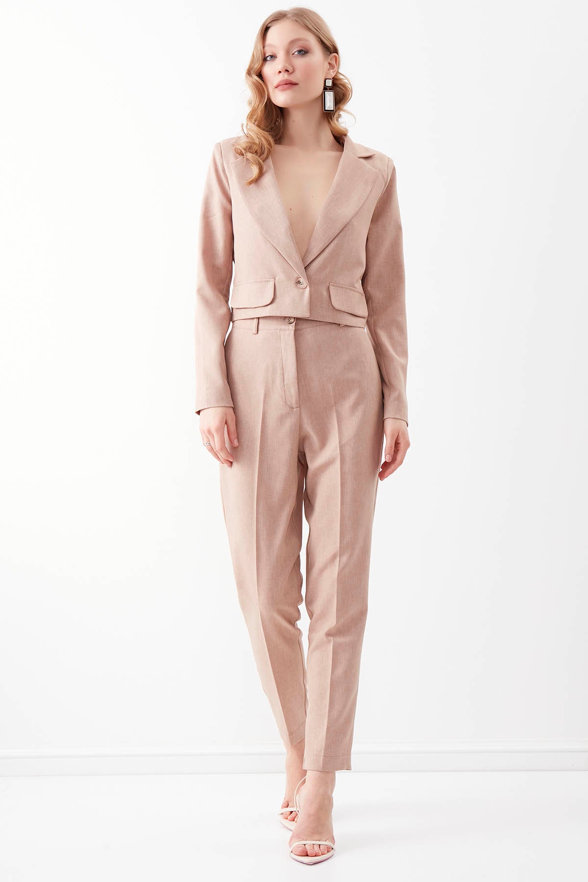 HIGH WAIST CROP CLIP TROUSERS
