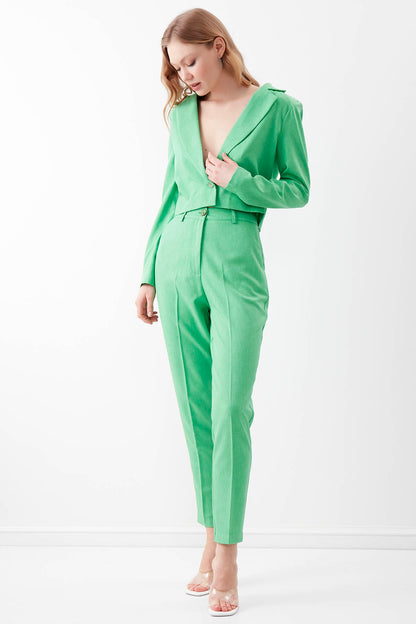 HIGH WAIST CROP CLIP TROUSERS
