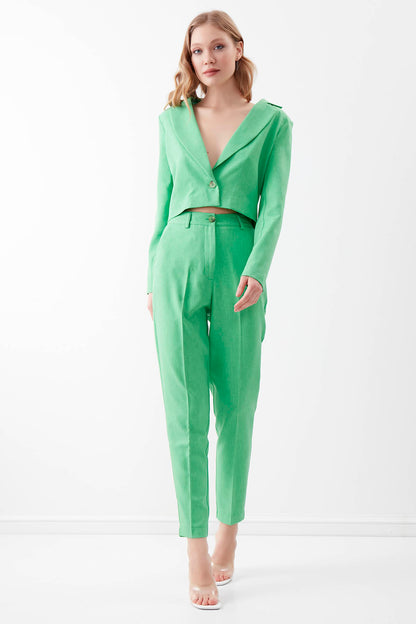 HIGH WAIST CROP CLIP TROUSERS