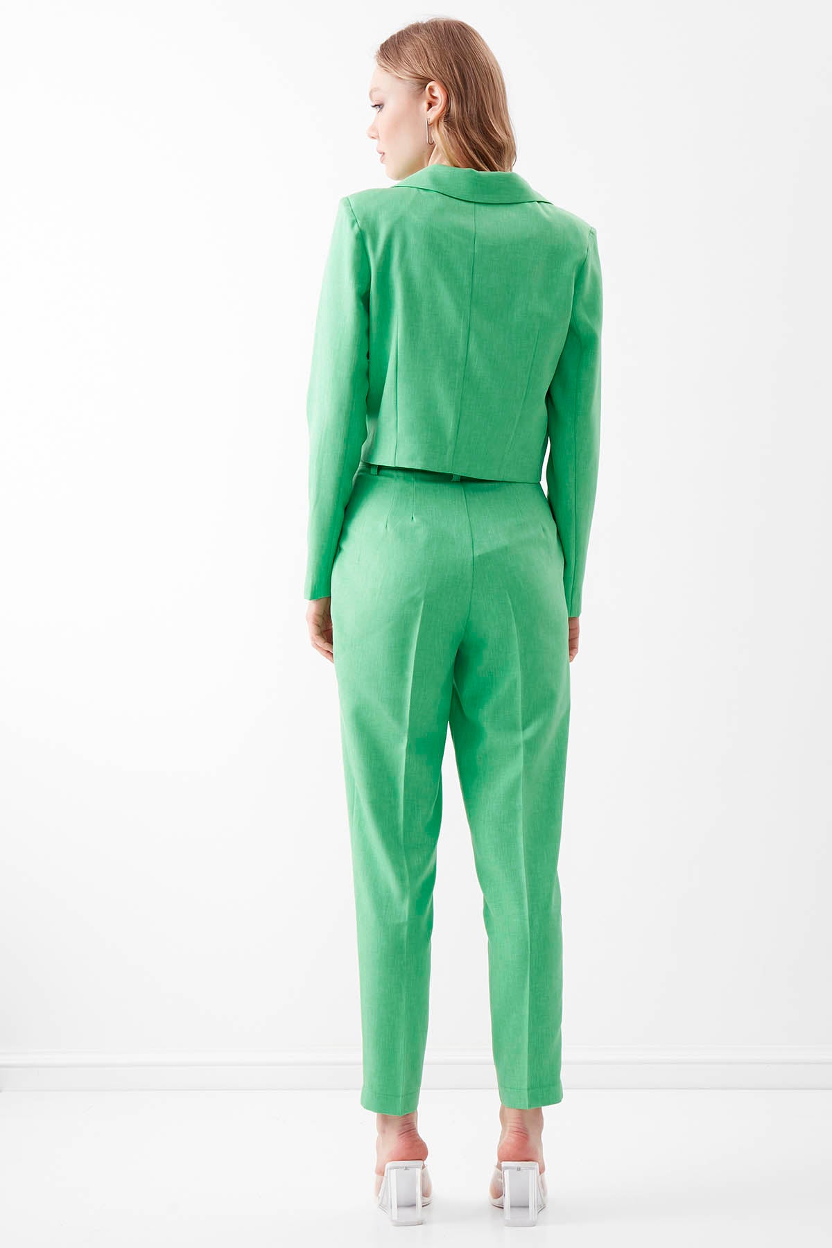 HIGH WAIST CROP CLIP TROUSERS