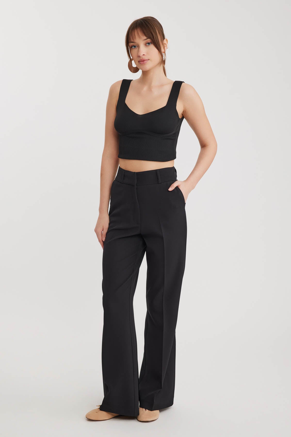 HIGH WAIST SPANISH CLOTH TROUSERS