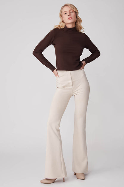HIGH WAIST SPANISH SUEDE FABRIC TROUSERS