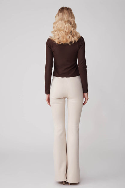 HIGH WAIST SPANISH SUEDE FABRIC TROUSERS