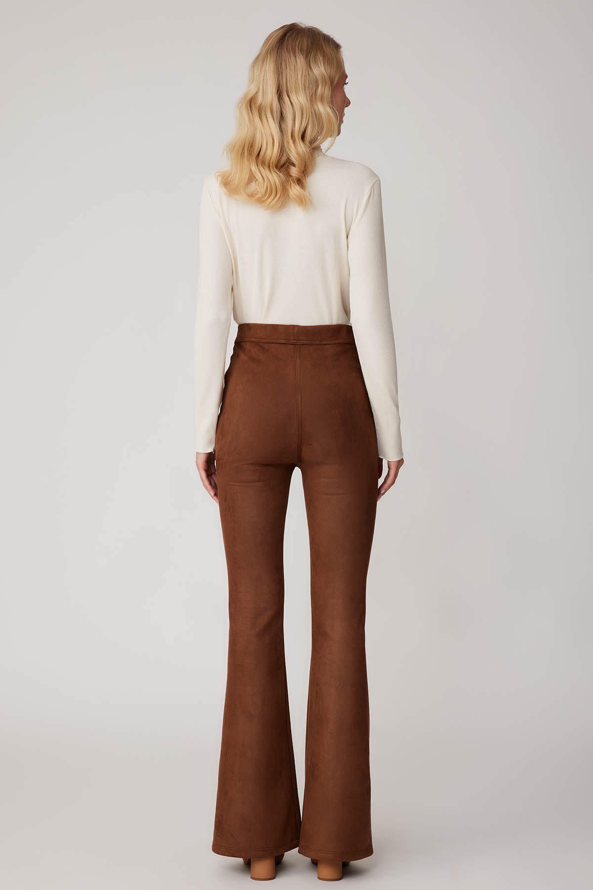 HIGH WAIST SPANISH SUEDE FABRIC TROUSERS