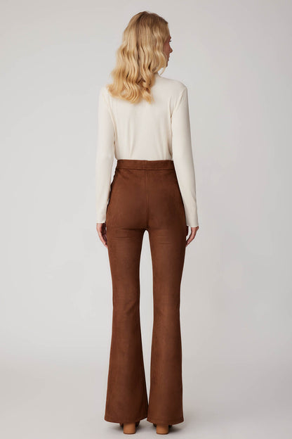 HIGH WAIST SPANISH SUEDE FABRIC TROUSERS