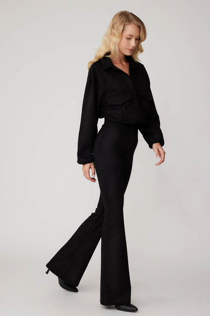 HIGH WAIST SPANISH SUEDE FABRIC TROUSERS