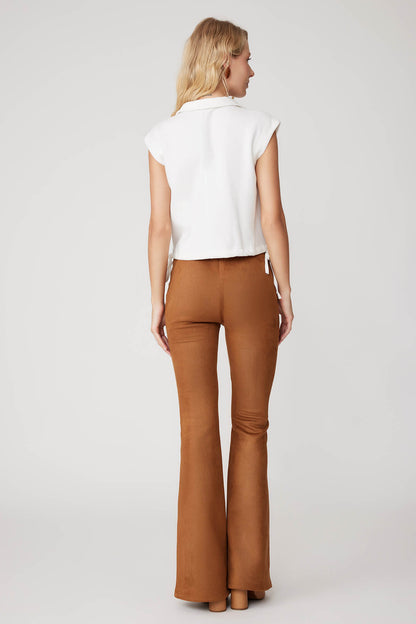 HIGH WAIST SPANISH SUEDE FABRIC TROUSERS