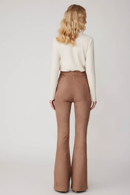 HIGH WAIST SPANISH SUEDE FABRIC TROUSERS