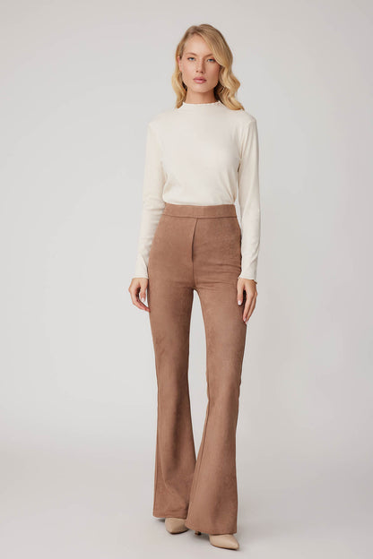 HIGH WAIST SPANISH SUEDE FABRIC TROUSERS