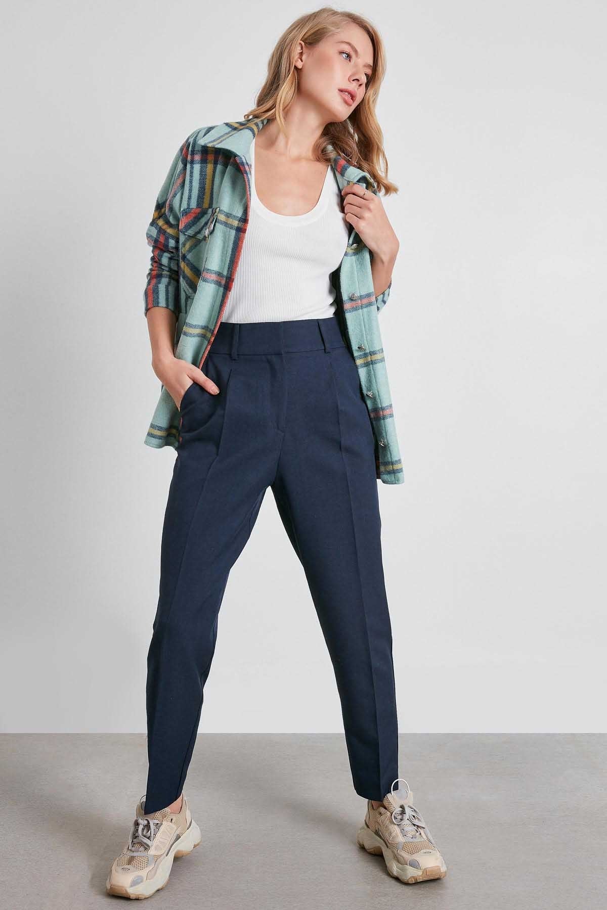 HIGH WAIST FABRIC TROUSERS