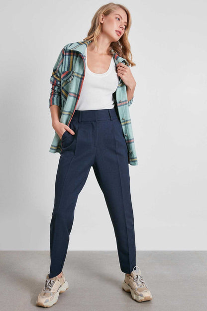 HIGH WAIST FABRIC TROUSERS