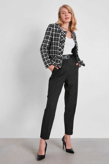 HIGH WAIST FABRIC TROUSERS