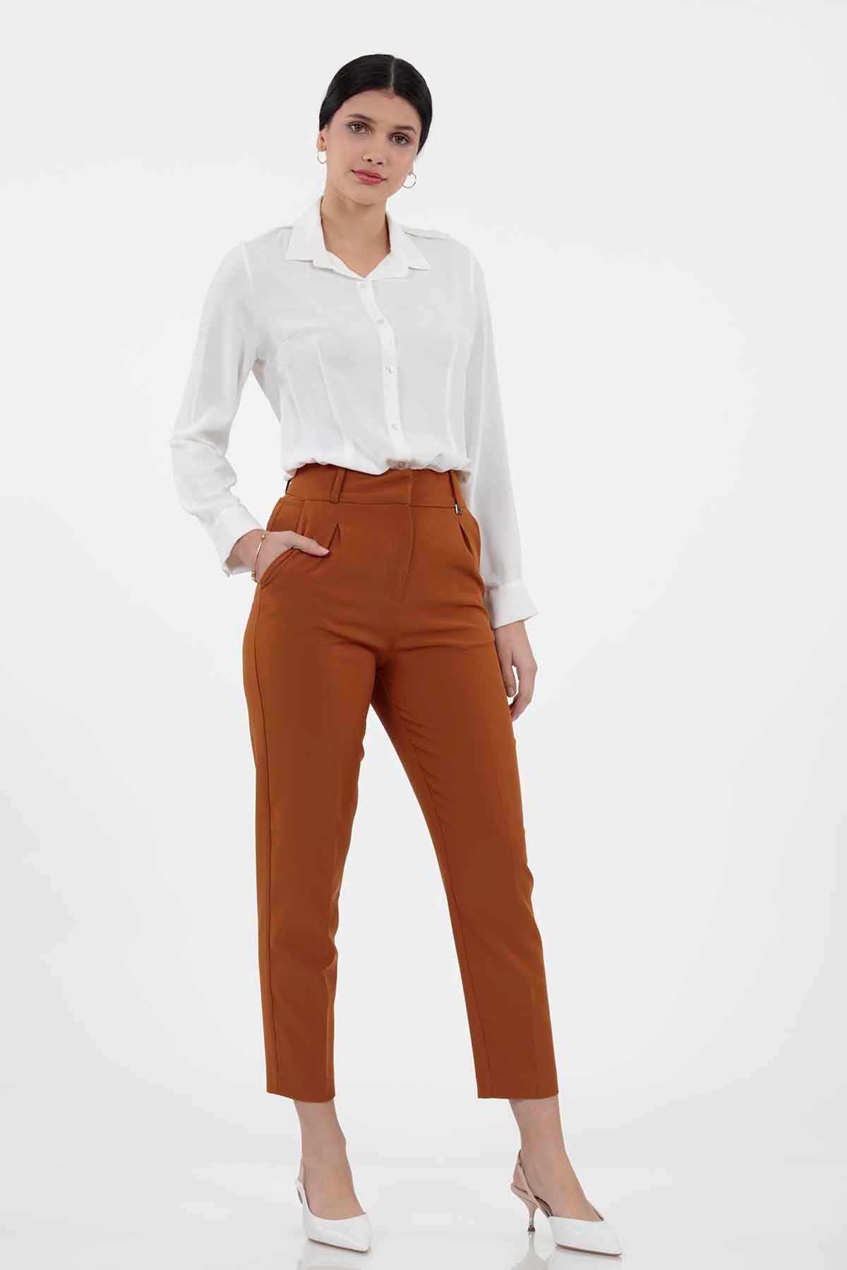 HIGH WAIST FABRIC TROUSERS