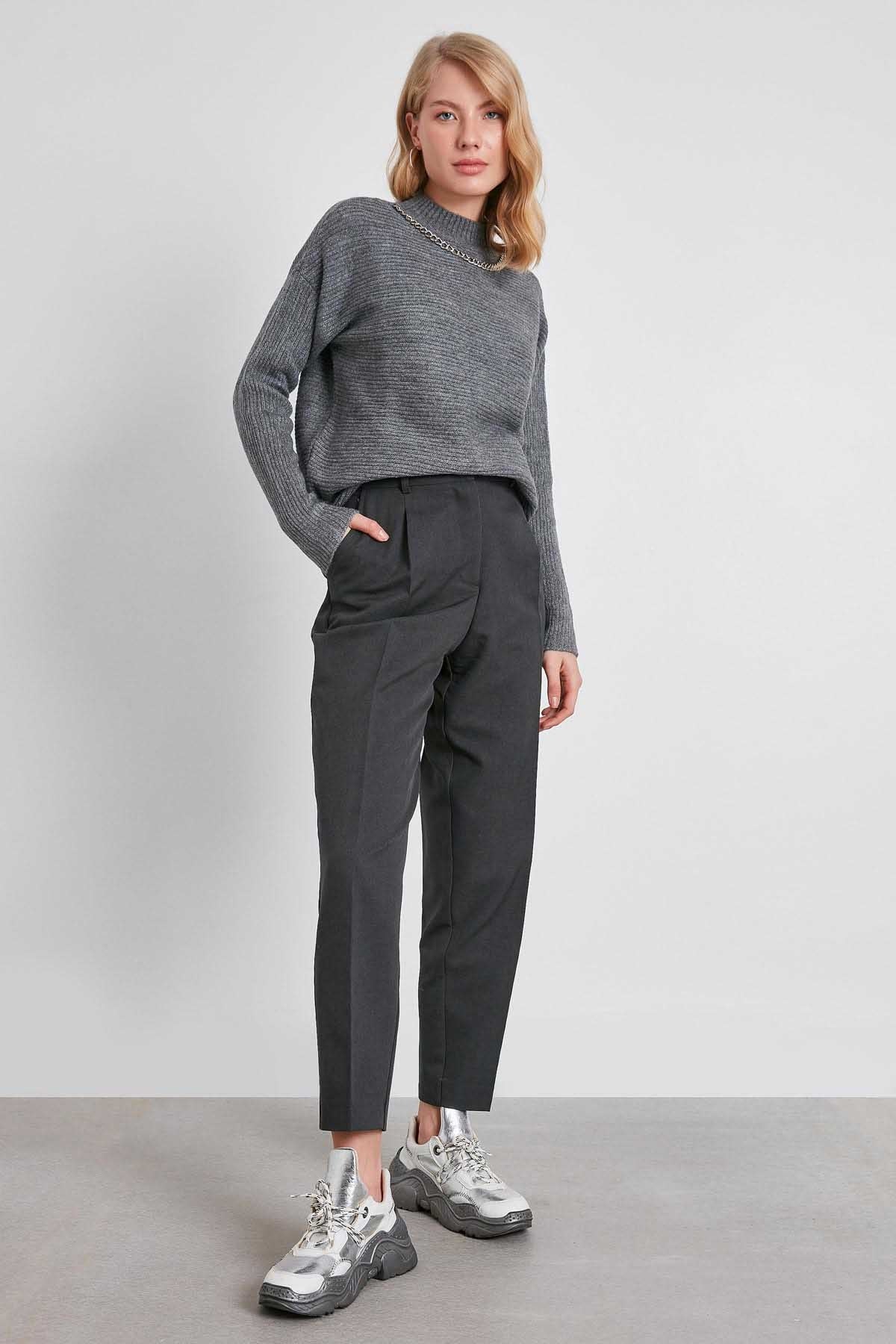 HIGH WAIST FABRIC TROUSERS