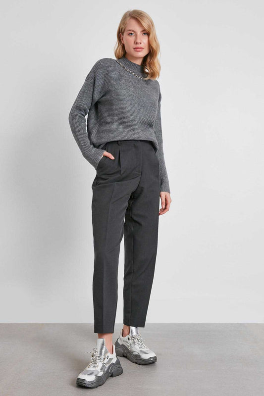 HIGH WAIST FABRIC TROUSERS