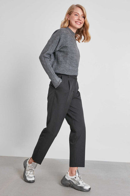 HIGH WAIST FABRIC TROUSERS