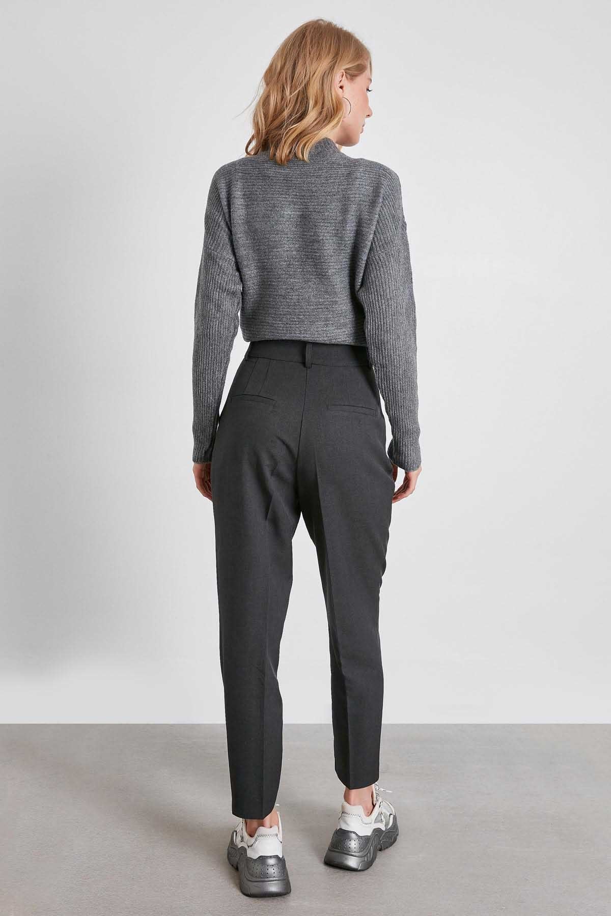 HIGH WAIST FABRIC TROUSERS