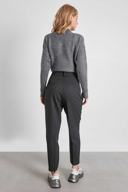 HIGH WAIST FABRIC TROUSERS