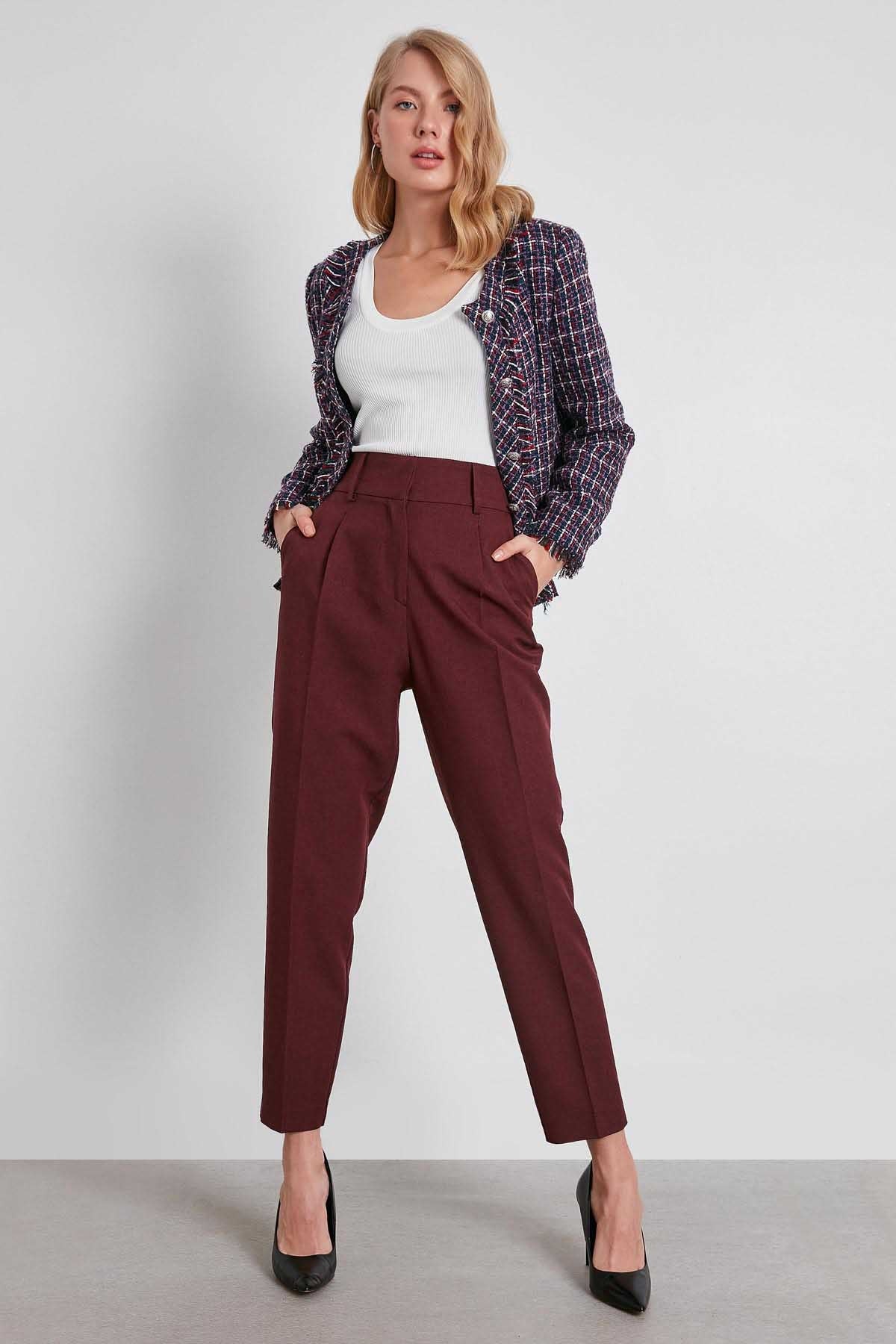 HIGH WAIST FABRIC TROUSERS