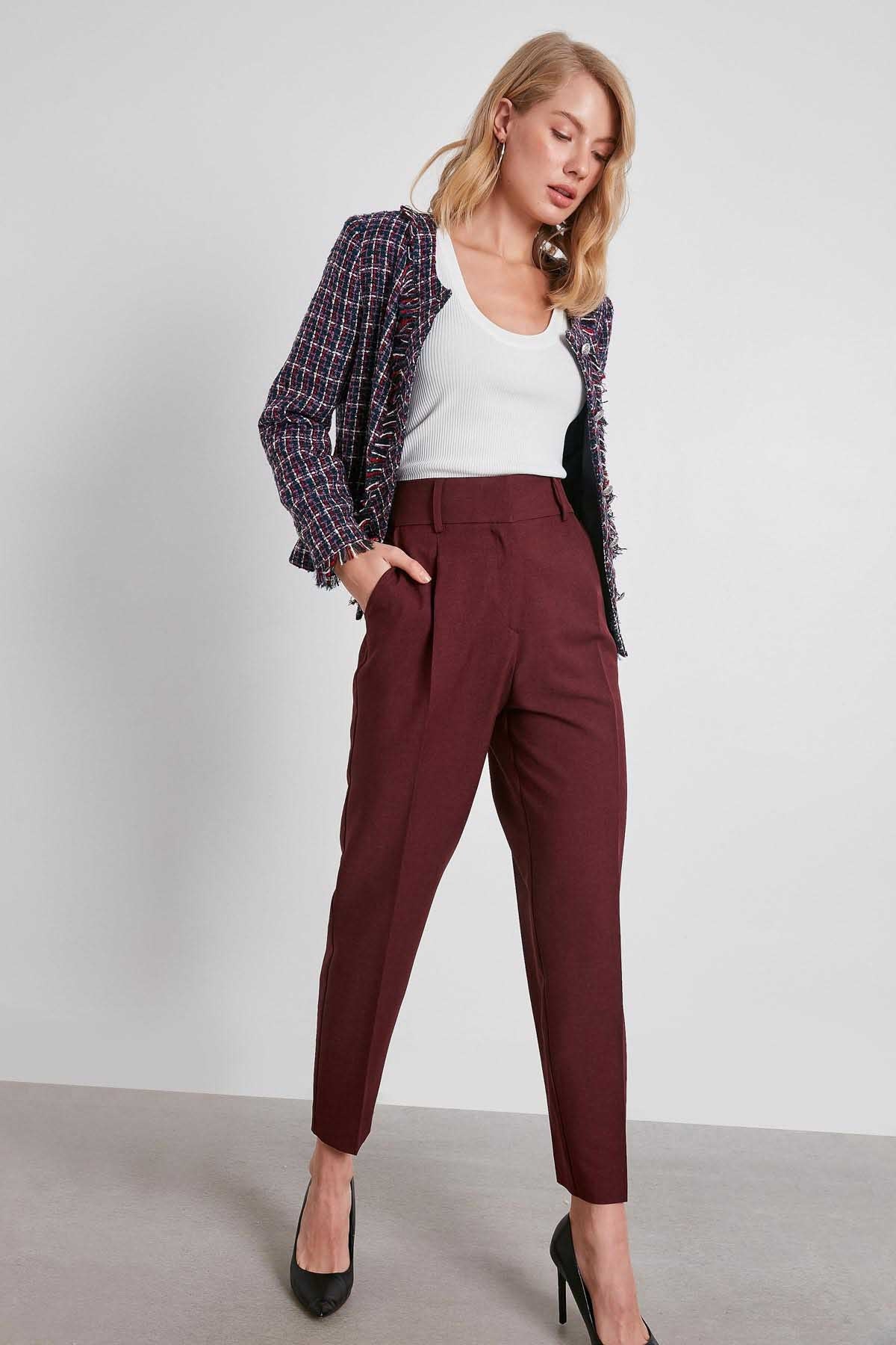 HIGH WAIST FABRIC TROUSERS